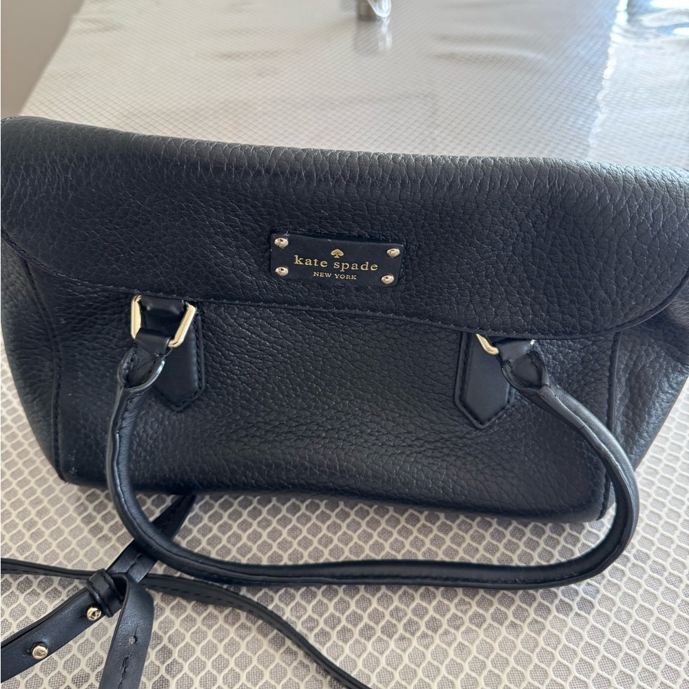 Kate Spade Black Satchel with Pebbled Leather and Structured Design